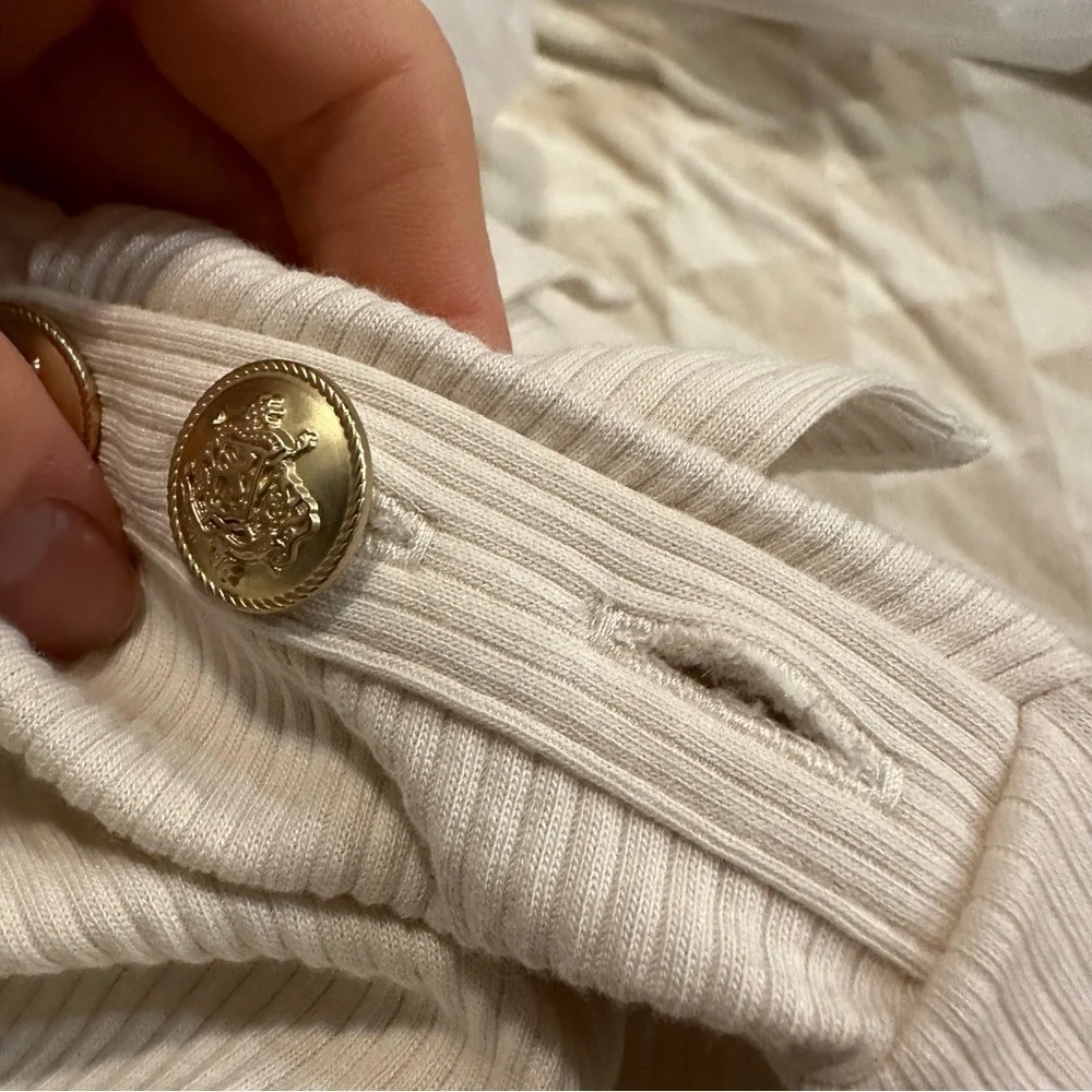 J crew Vintage rib turtleneck with buttons ivory